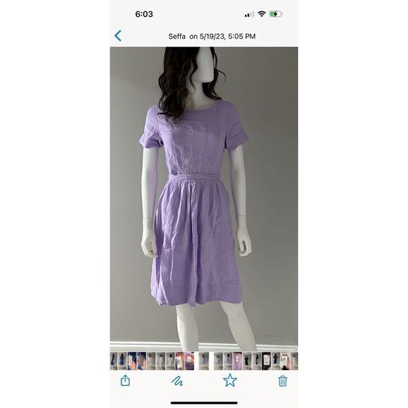 Rosso35 Purple Short Sleeved Linen Dress Size 4 (40) - Picture 4 of 7